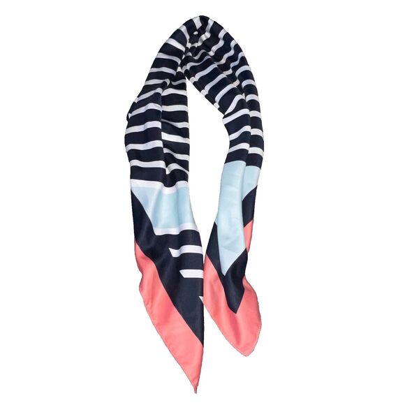 Scarf 36 x 36 Pink Blue and White Preppy Casual, Neck, Purse Accessory, Work - Picture 1 of 5